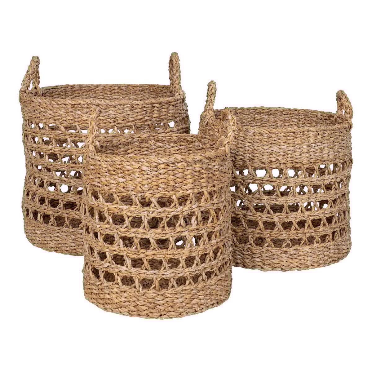 House Nordic - Balok Basket - Mand, zeegras, naturel/zwart, set van 3