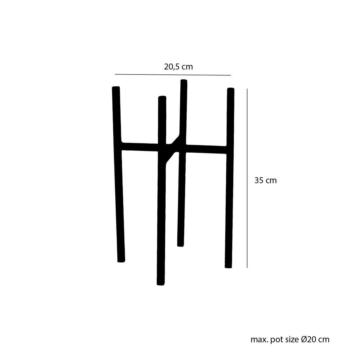 Glimmerdekorationen - Pflanzenständer Ascot - L21 x B21 x H35 cm - Metall - Schwarz
