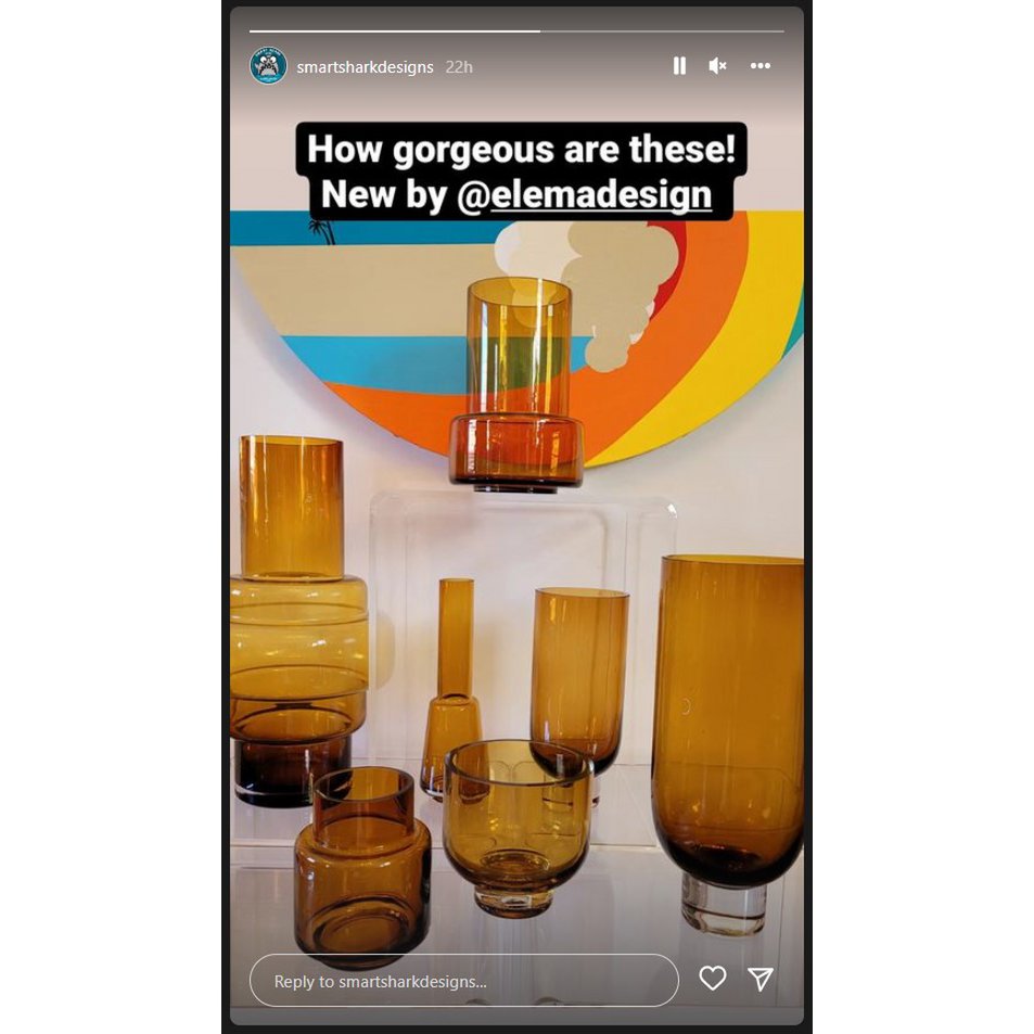 Element Accessories - Retro stijl grote moderne stijlvolle design vaas, amberkleur, TYLER14AM