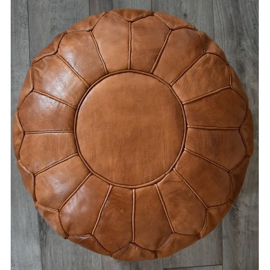 Poufs & Kissen - Lederpouf - Karamellbraun (XL) - gefüllt geliefert