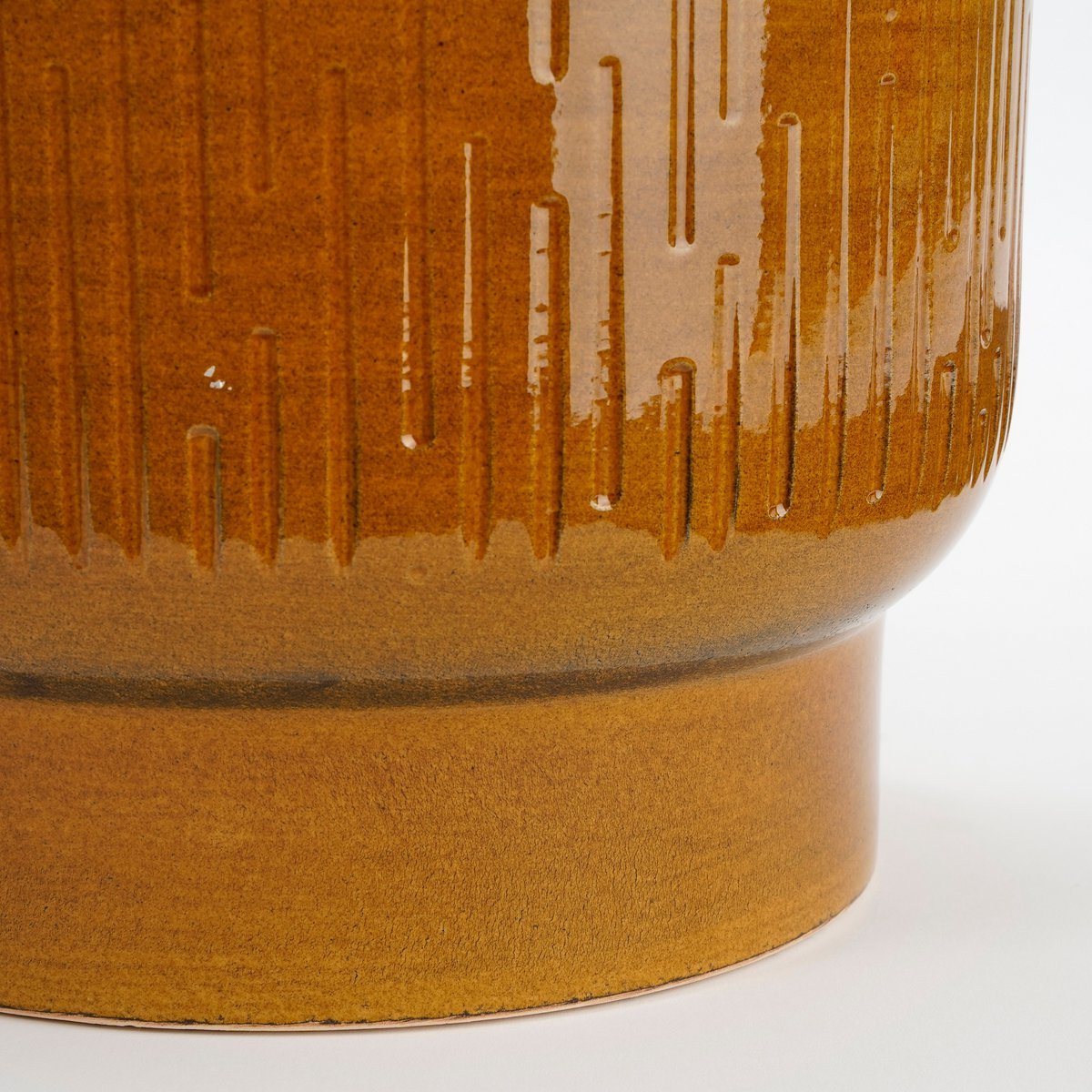 Glimmerdekorationen - Thiago Blumentopf - H23 x Ø26 cm - Terrakotta - Ocker