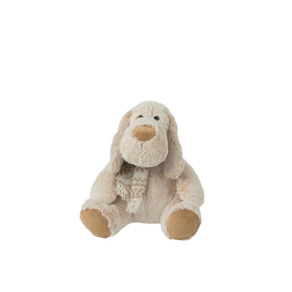 J-Line Hond+Sjaal Zittend Pluche Polyester Beige/Bruin Medium