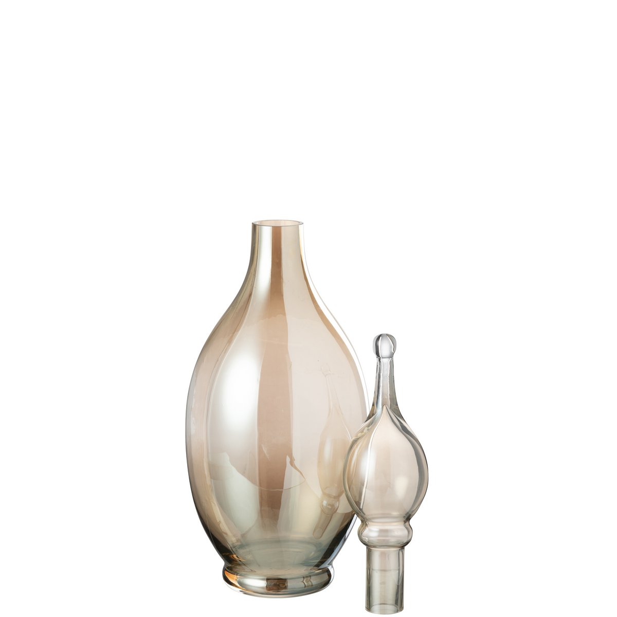 J-Line - Vase+Stopper Flasche Deco Joey Glas Beige Groß