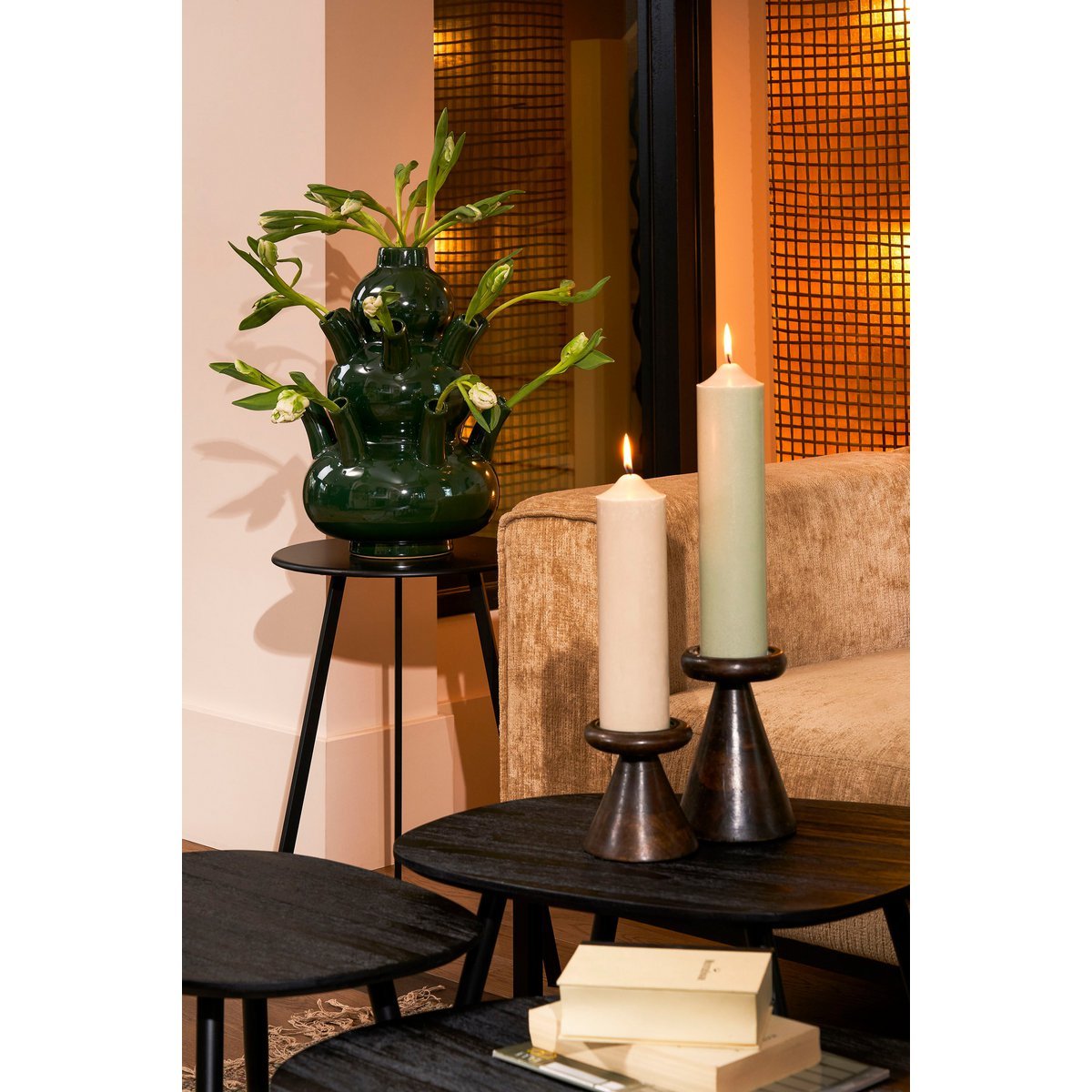 Glimmerdekorationen - Marlijn Tulpenvase - H46 x Ø28 cm - Keramik - Grün