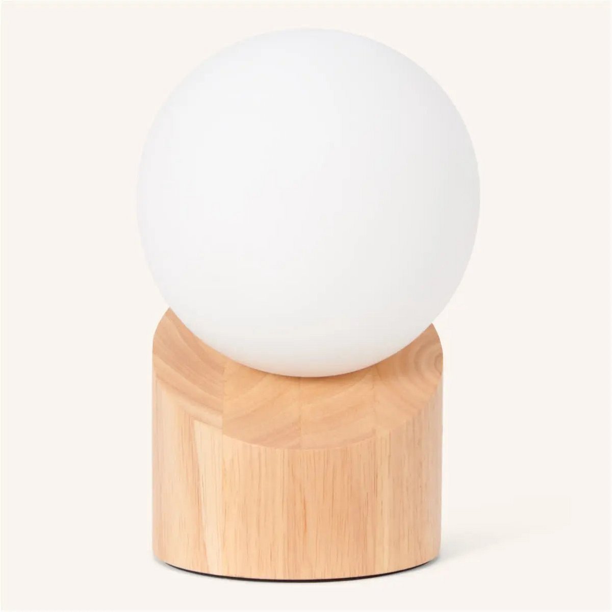 Tavellio-Amsterdam - Quin lichtbruine houten lamp met koord - duurzaam rubberwood en matglas
