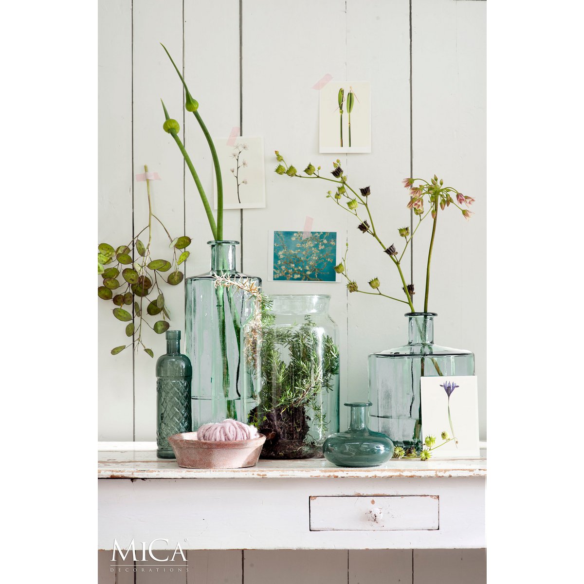 Mica Decorations - Guan Fles Vaas - H40 x Ø15 cm - Gerecycled Glas - Transparant