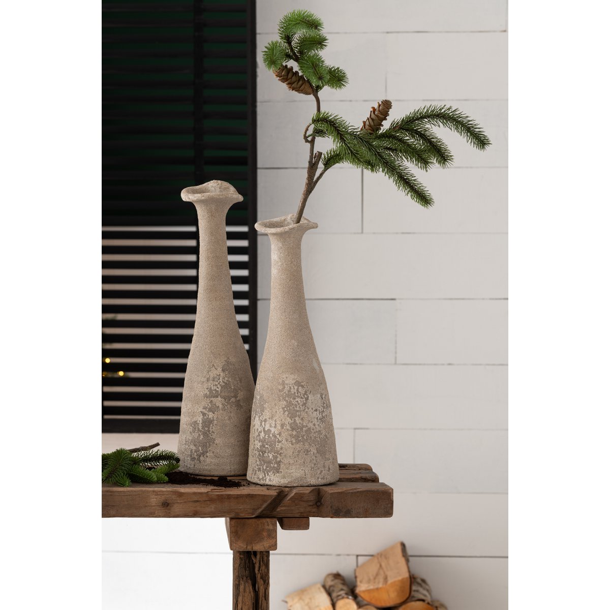 J-Line - Dekozweig 'Pine Tree' (Grün/Braun)