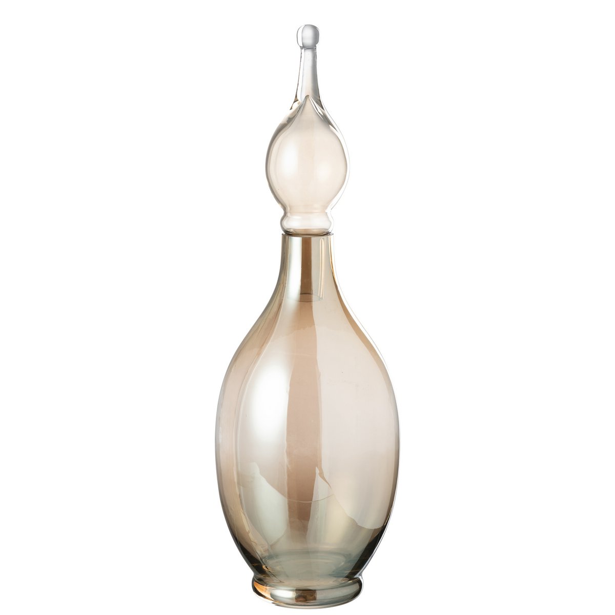 J-Line - Vase+Stopper Flasche Deco Joey Glas Beige Groß