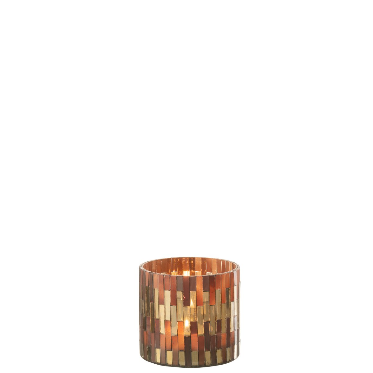 J-Line - Waxinelichthouder Chic - Glas - Bruin/Goud - Small