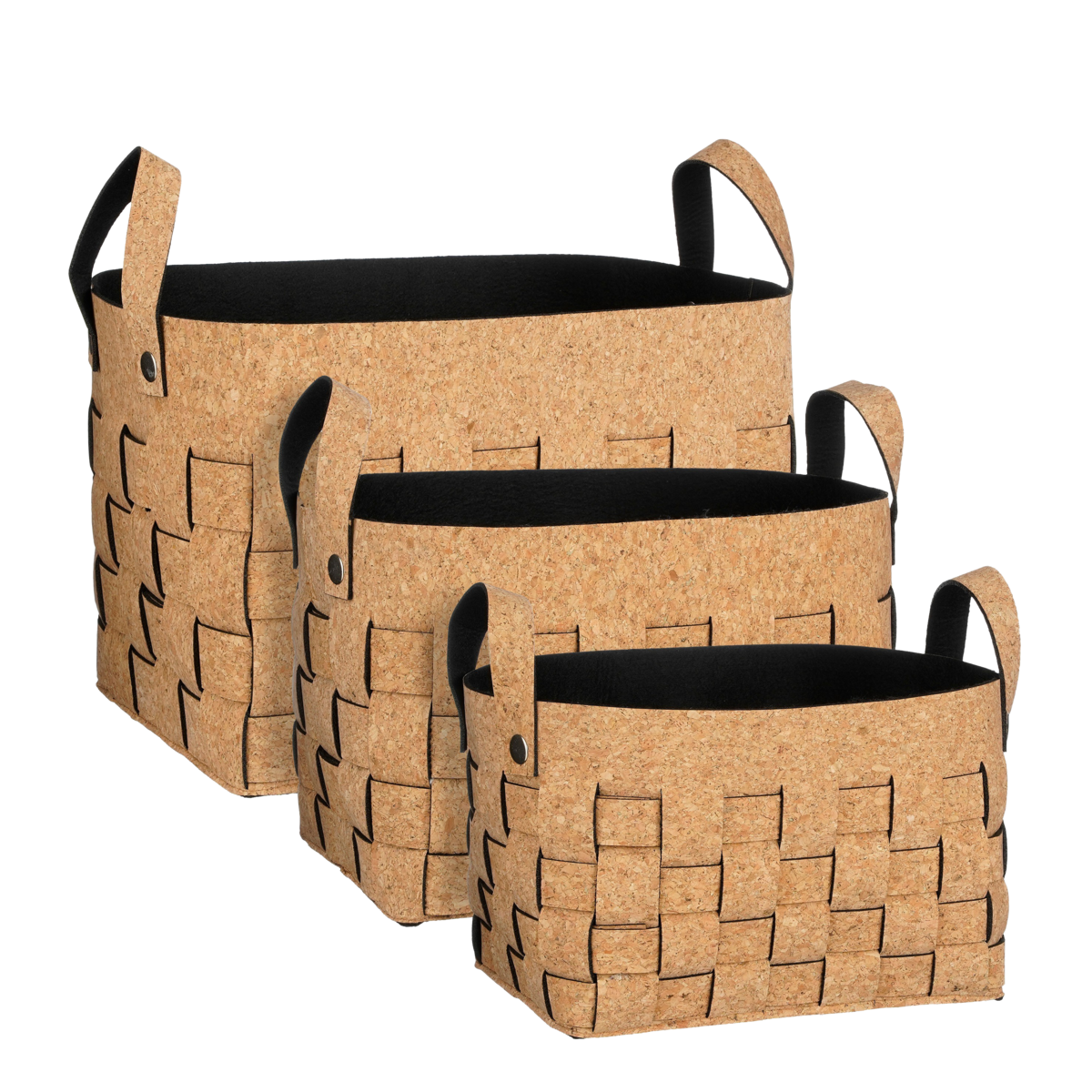 Mica Decorations – Aufbewahrungskorb – 3er-Set – L40 x B30 x H30 cm – Kork/Filz – Braun