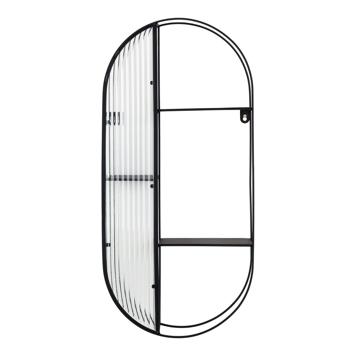 House Nordic - Newcastle Shelf - Regal, Stahl/Glas, schwarz, 3 Regale, 32x11x68 cm