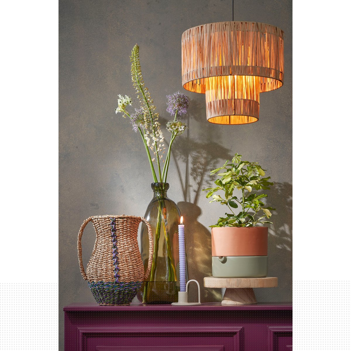 Glimmerdekorationen - Selbstbewässernder Blumentopf Venna - H20,5 x Ø24 cm - Terrakotta - Hellgrün