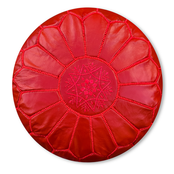 Poufs & Kissen - Lederpouf - rot - gefüllt geliefert