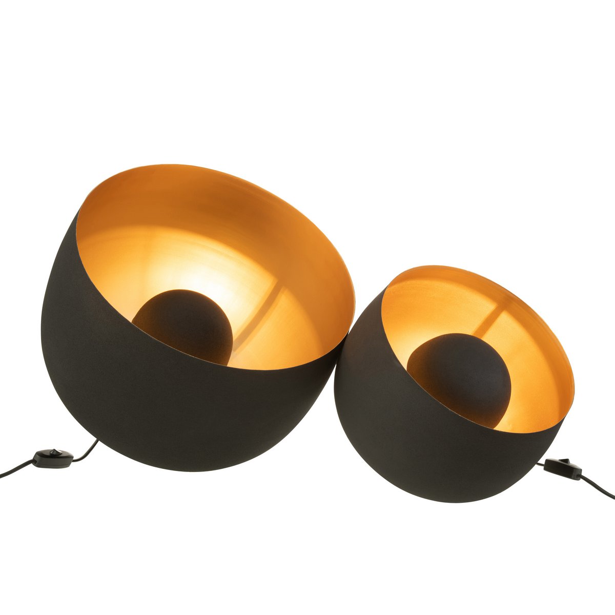 J-Line - Lampe rund - Metall - Schwarz/Gold - Groß