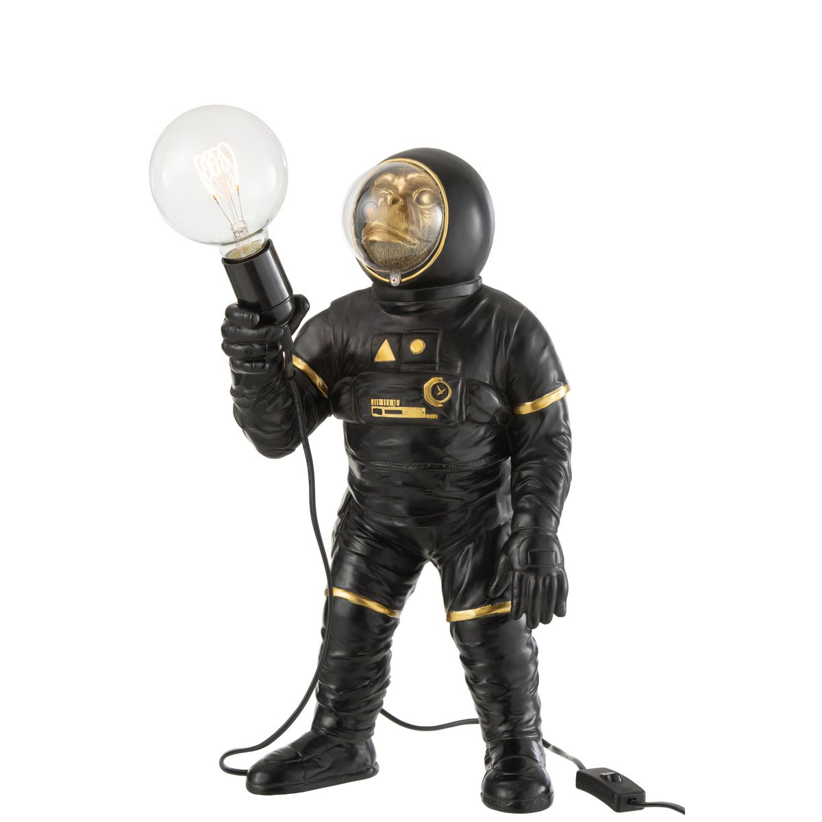 J-Line – Astronauten-Tischlampe – Polyester – Schwarz/Gold