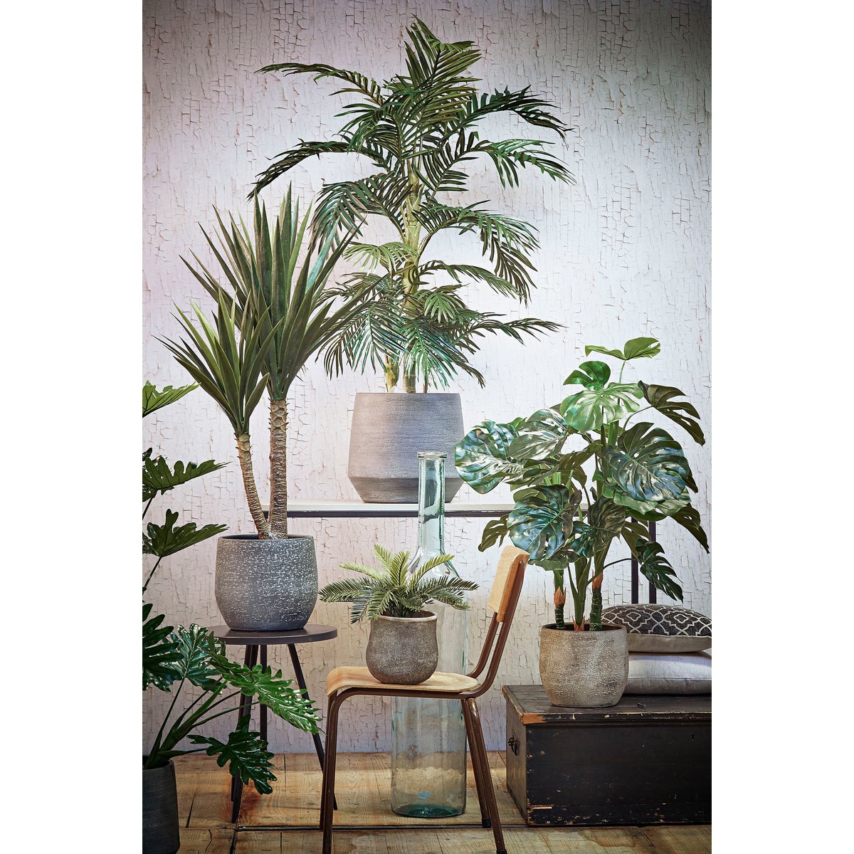 Glimmerdekorationen - Areca-Palme Kunstpflanze - H150 x Ø100 cm - grün