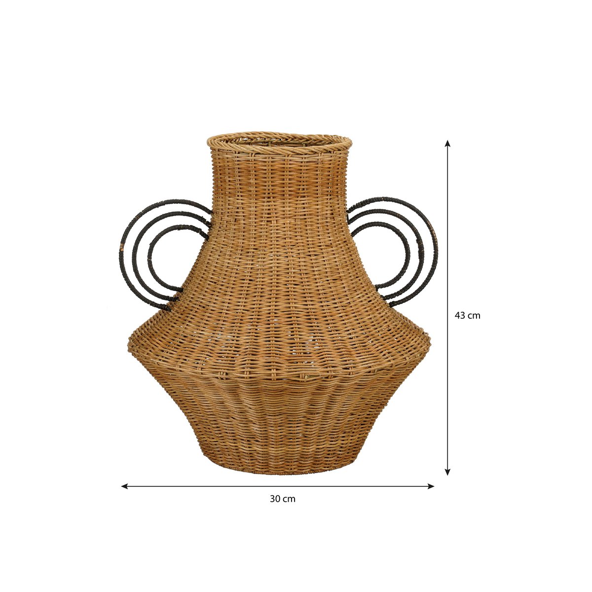 Mica Decorations - Fabiola Decoratie Vaas - H43 x Ø30 cm - Rotan - Bruin