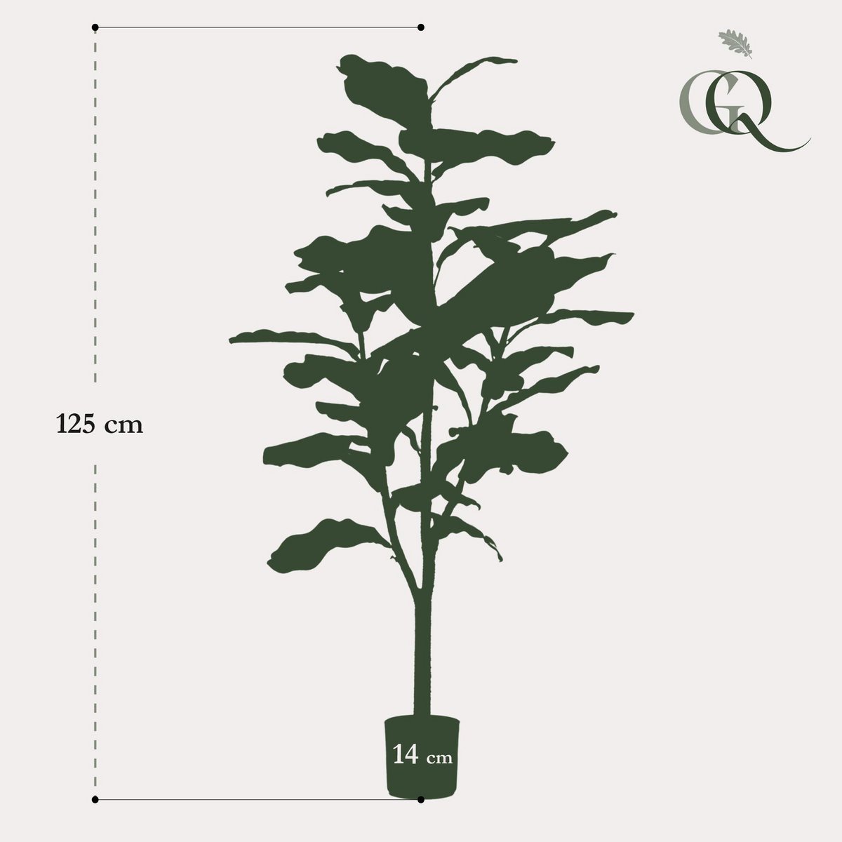 Green BoutiQ - Kunstplant - Ficus Lyrata - Tabaksplant - 120 cm