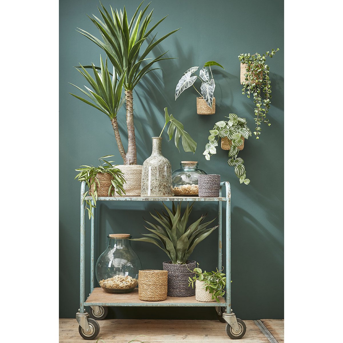 Glimmerdekorationen – Künstliche Yucca-Pflanze – H120 x Ø60 cm – Grün
