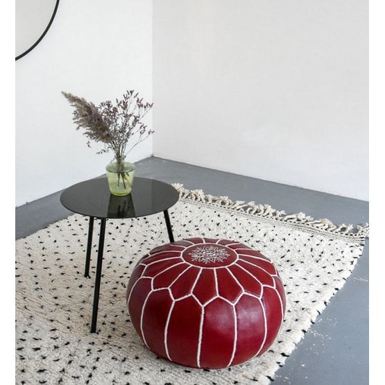 Poufs & Kissen - Lederpouf - bordeaux - gefüllt geliefert