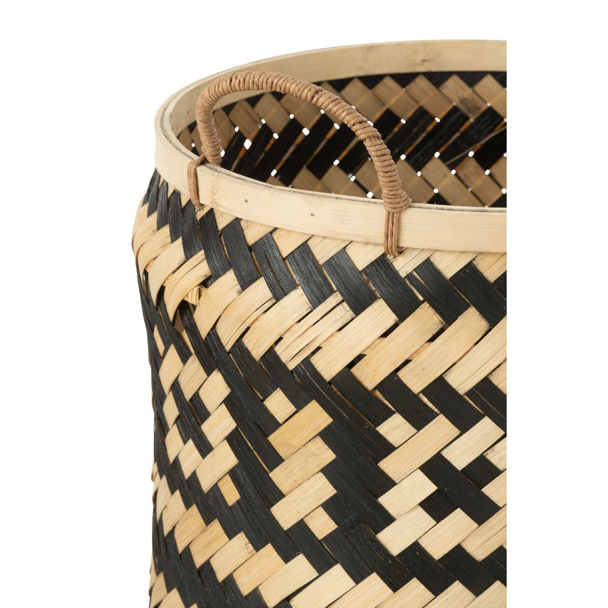 J-Line – Set mit 3 Korbmuster-Griffen, Bambus, Natur/Schwarz