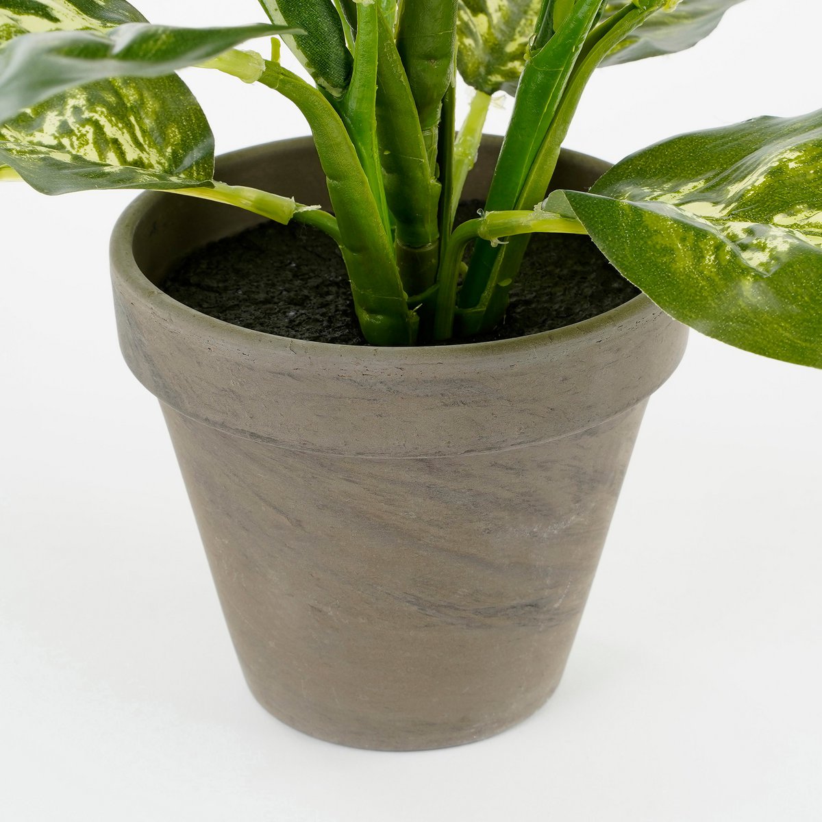 Mica Decorations - Dieffenbachia Kunstplant in Bloempot Stan - H40 x Ø30 cm - Groen