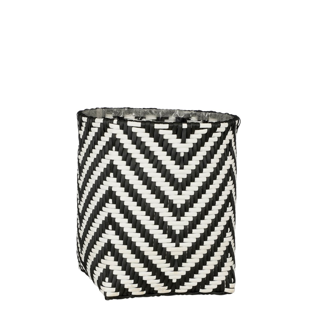 Mica Decorations - Merlijn Plantenmand voor Buiten - Set van 3 - H26 x Ø24 cm - Gerecycled Plastic - Zwart, Wit