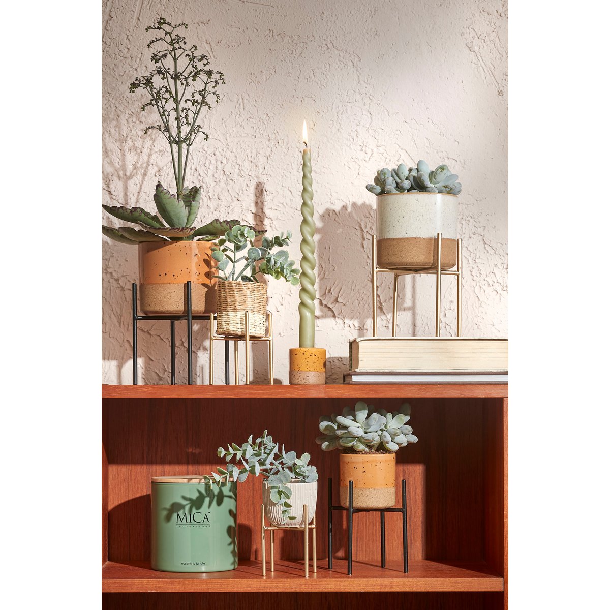 Glimmerdekorationen - Pflanzenständer Ascot - L21 x B21 x H35 cm - Metall - Schwarz