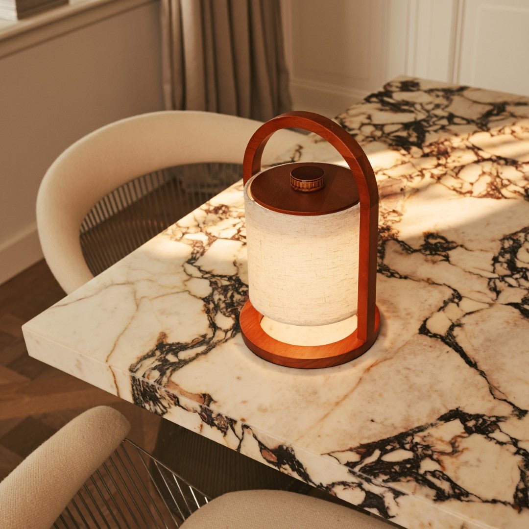 Tavellio-Amsterdam - Rivierkastanje houten oplaadbare lamp - dimbaar en draadloos licht