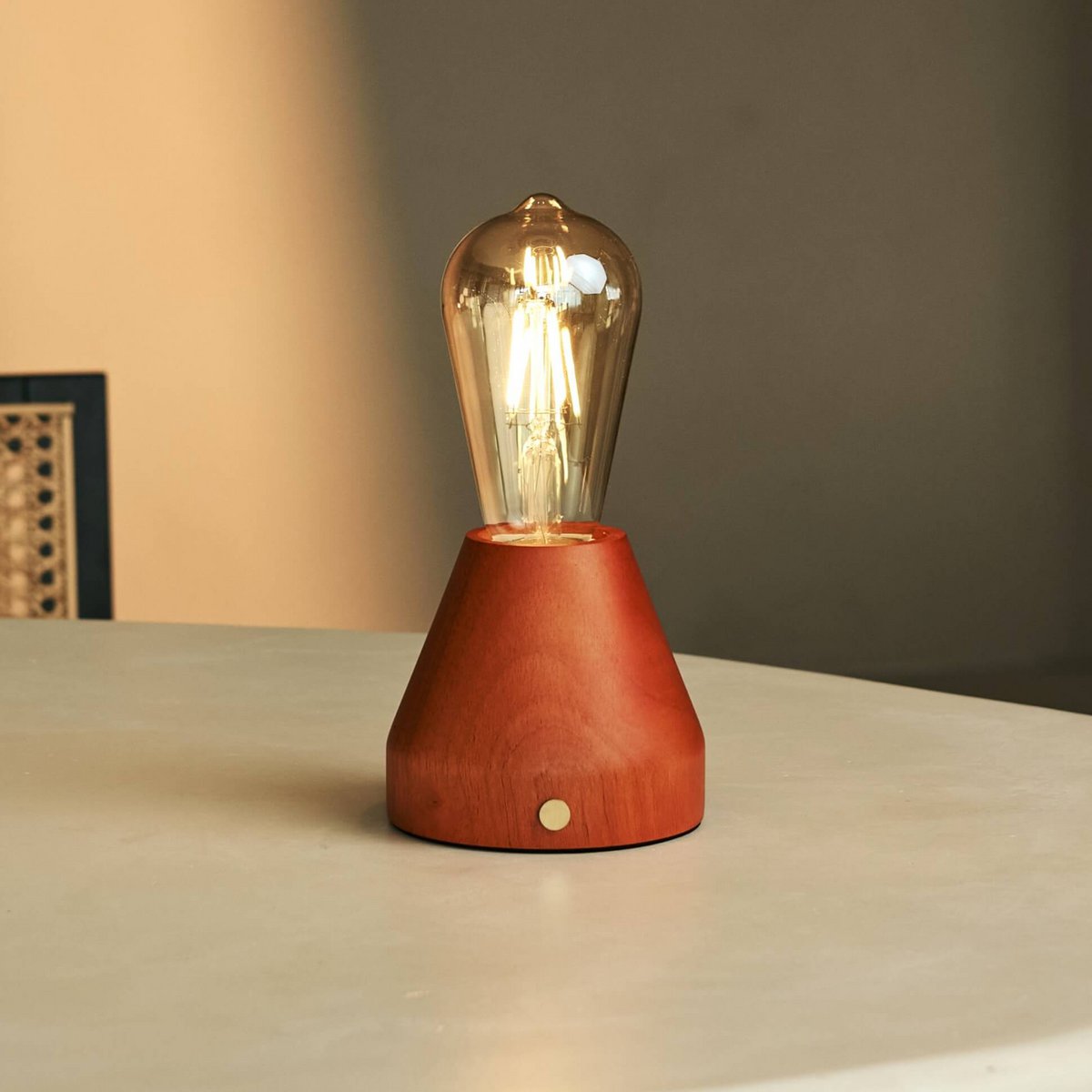 Tavellio-Amsterdam - Zavi kastanje bruin oplaadbare LED-tafellamp | Dimbaar en draagbaar | Batterijduur van 80 uur