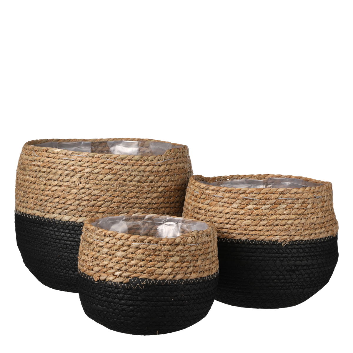 Glimmerdekorationen – Jorck-Pflanzkorb – 3er-Set – H24 x Ø26 cm – Schwarz