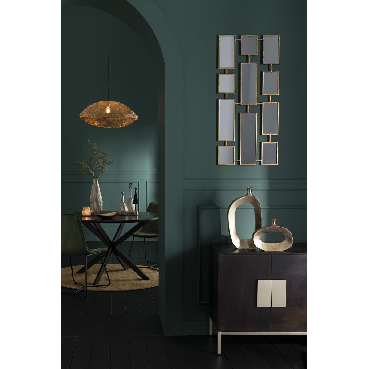 J-Line - Vase Ovale - Aluminium - Or - Mittel