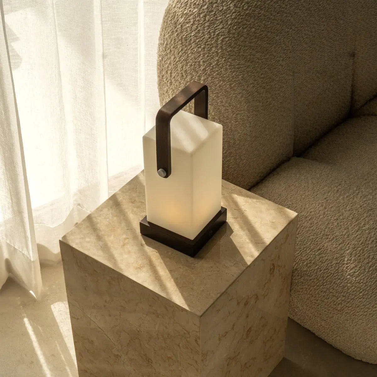 Tavellio-Amsterdam - Harper Donkerbruine Houten Lamp – Snoerloze Oplaadbare Tafellamp met Handvat