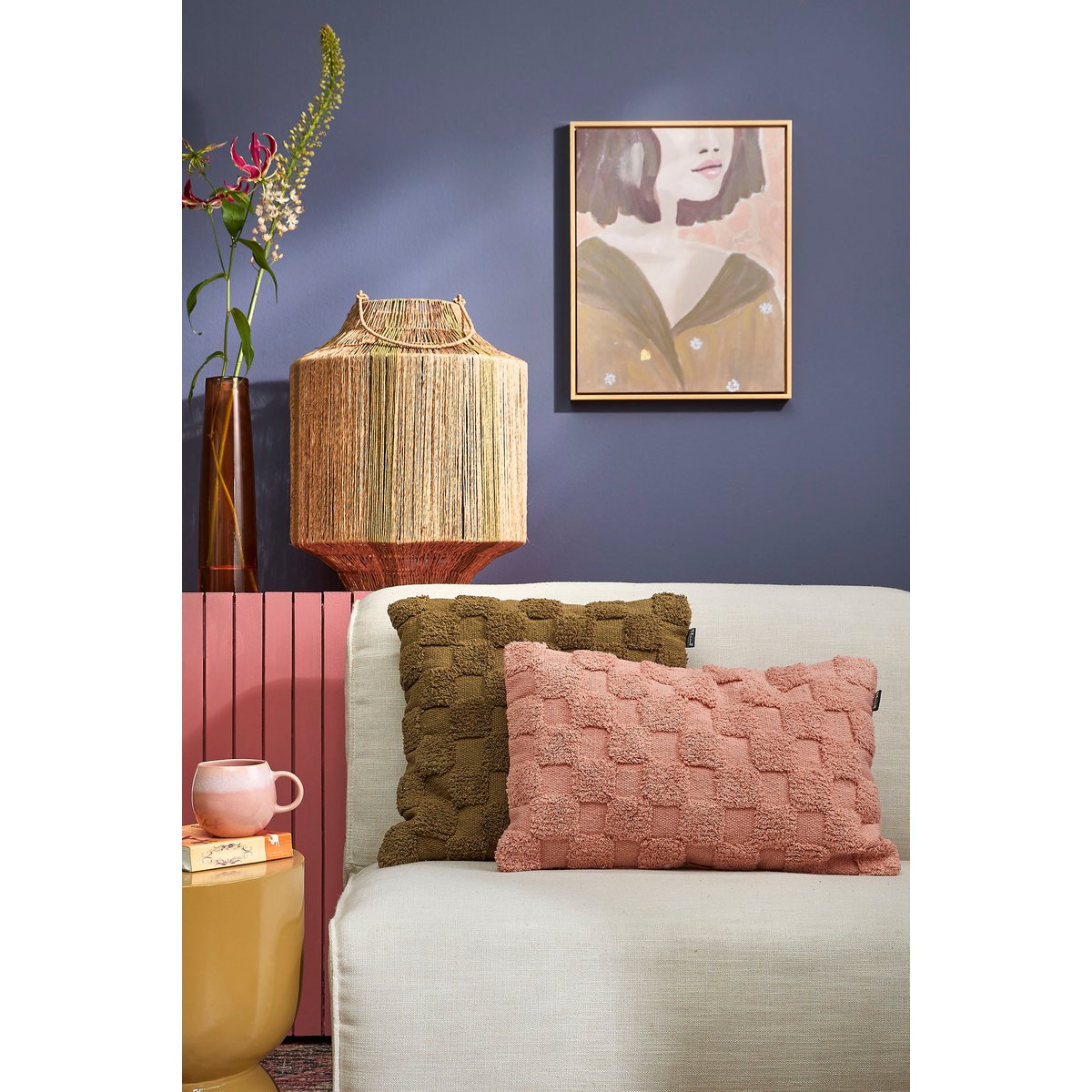 Mica Decorations - Liliano Lantaarn - H51 x Ø40 cm - Jute - Donkergroen