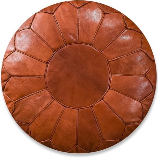 Poufs & Kissen - Lederpouf - glänzendes Cognac (XL) - gefüllt geliefert