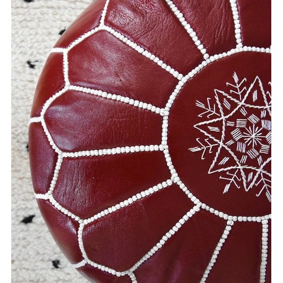 Poufs & Kissen - Lederpouf - bordeaux - gefüllt geliefert
