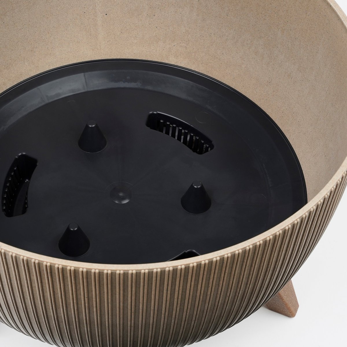 Mica Decorations - Doppio Bloempot op Poten - H22 x Ø47 cm - Polypropyleen - FSC Mix - Taupe