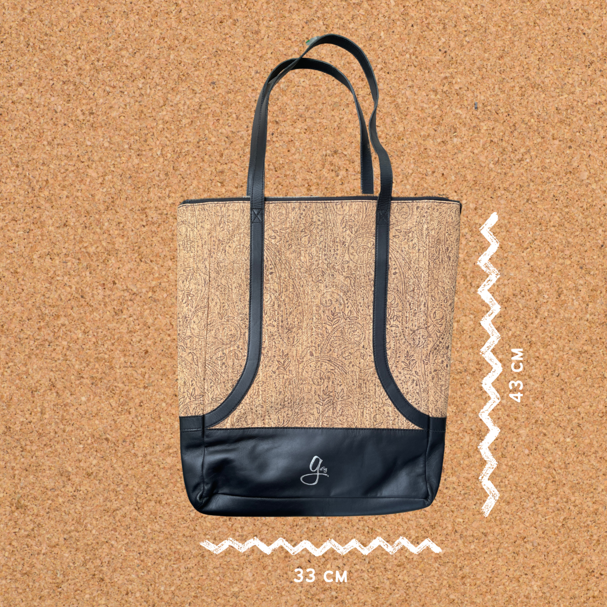 green-goose - Gissy Kurk en Leer Handtas XL - Zwart