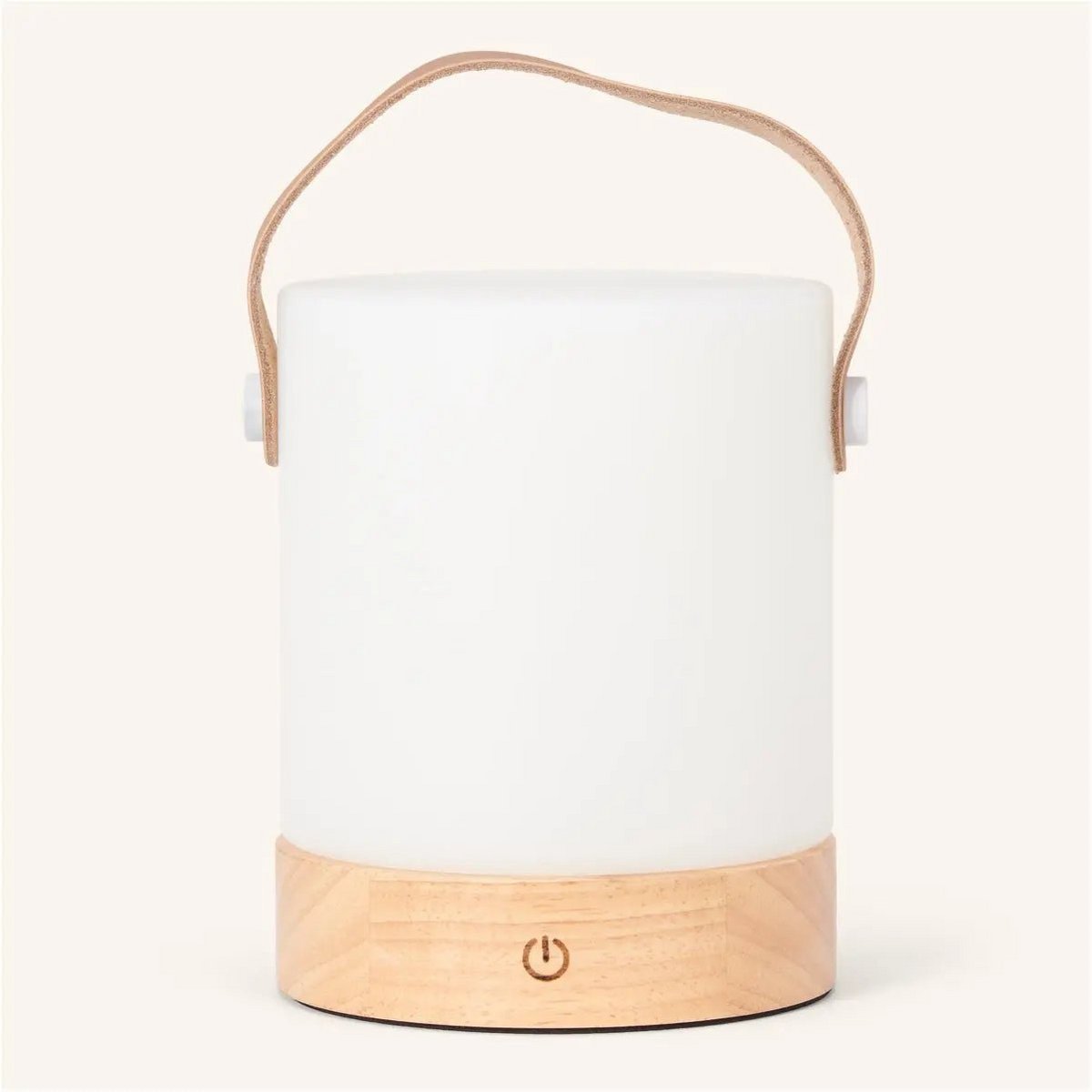 Tavellio-Amsterdam - Avery lichtbruin oplaadbare houten tafellamp – draadloos en dimbaar met leren band