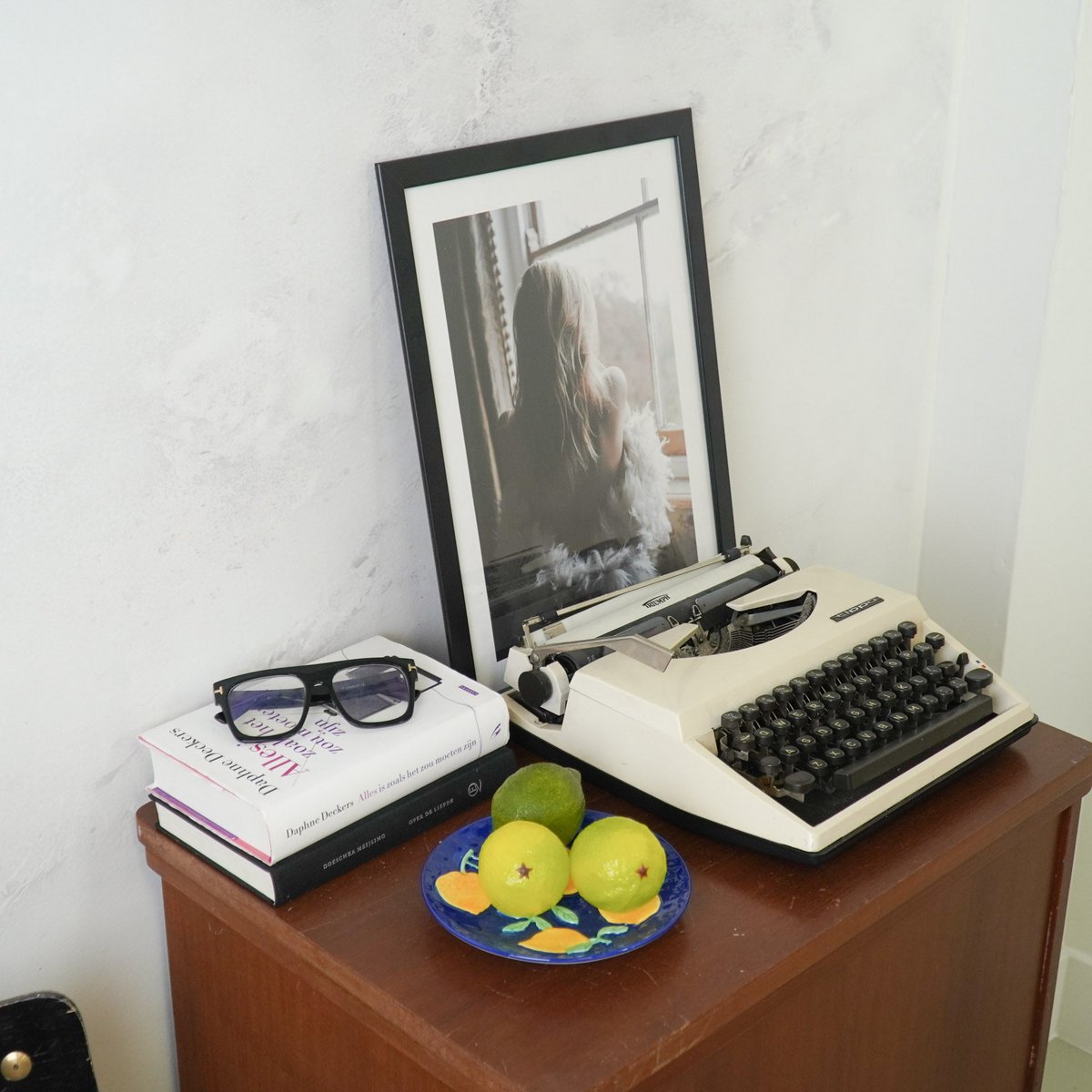 Housevitamin - Deco-platen- blauw/geel-17,5x17,5x2cm