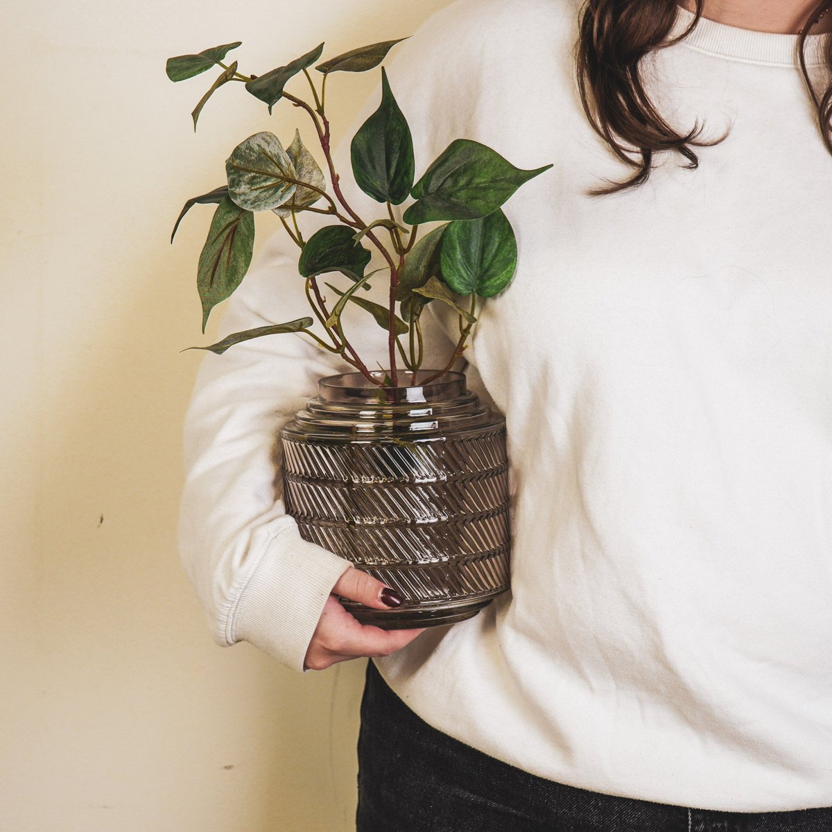 Housevitamin - Vaas - Patroon - Glas - Smokey - 16x16cm