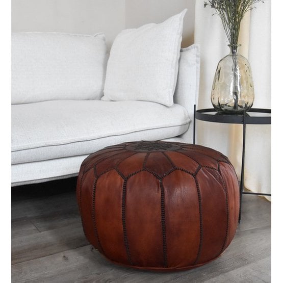 Poufs & Kissen - Lederpouf - zimtbraun - gefüllt geliefert