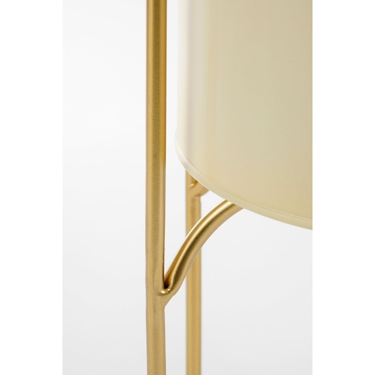 Mica Decorations - Donau Bloempot op Standaard - Set van 2 - Metaal - H45 x Ø23 cm - Lichtgeel, Goud