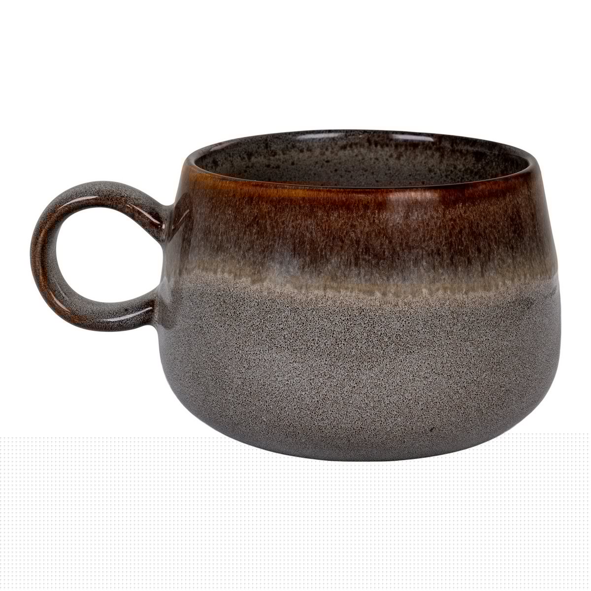 House Nordic - Selma Mug - Mok, keramiek, grijs/bruin, ø10x7,5 cm, set van 4