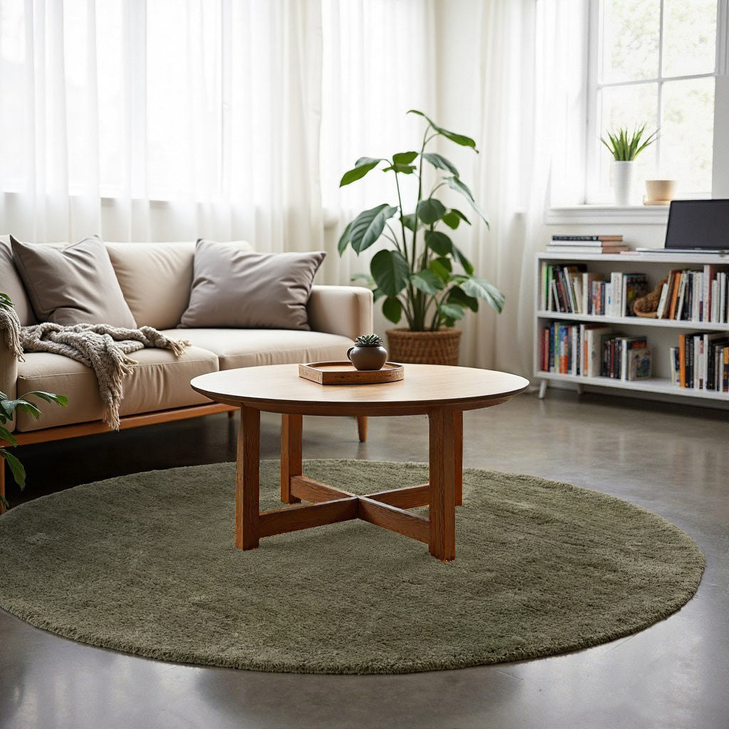 By Javy - Vloerkleed Faye - kleur Mint - rond 160 cm - zachte shaggy