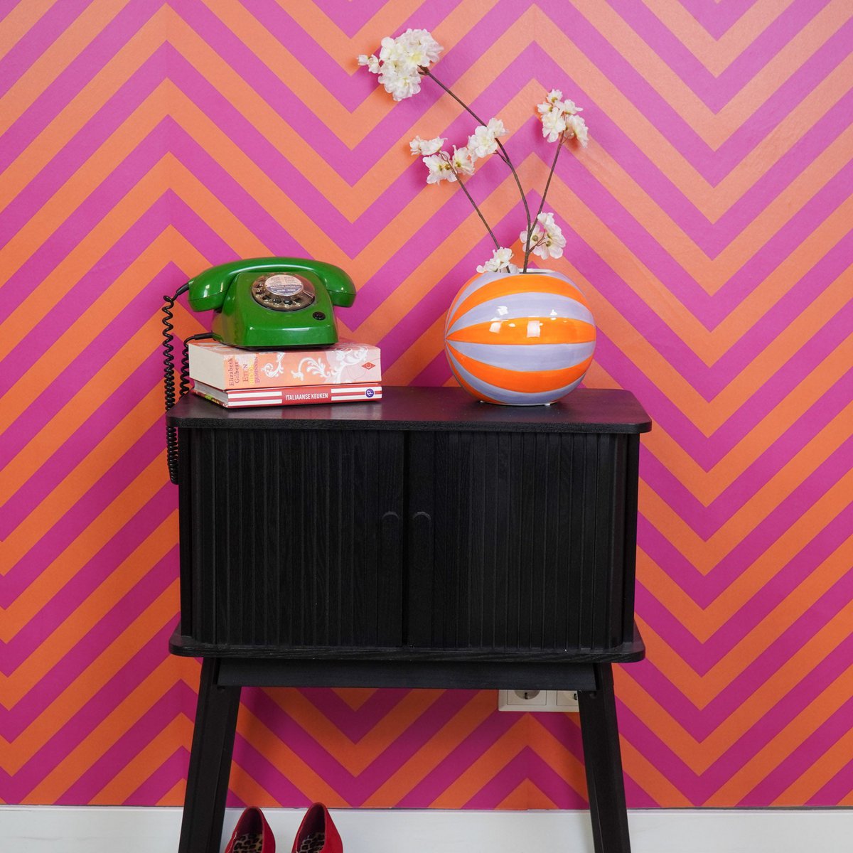 Housevitamin - Vaas - Bloemvaas Swirl - Orange/Lilac - 20x20x20cm