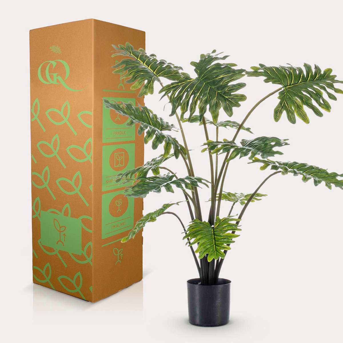 Green BoutiQ - Kunstplant - Philodendron - 80 cm