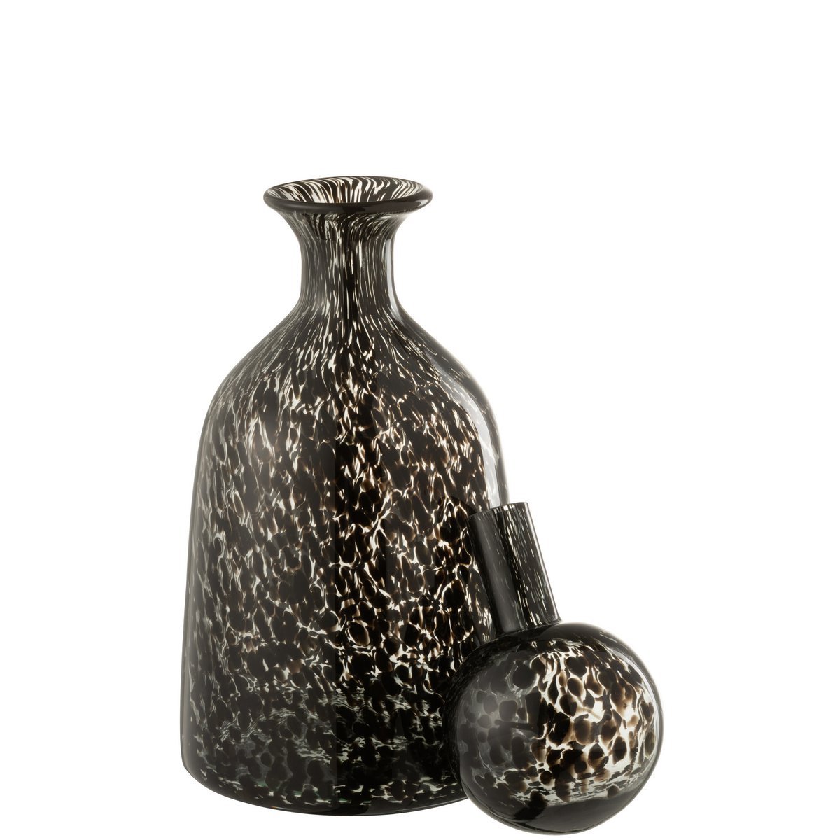 J-Line - Bottle+Stop Dot Decorative Low Glas Schwarz Klein