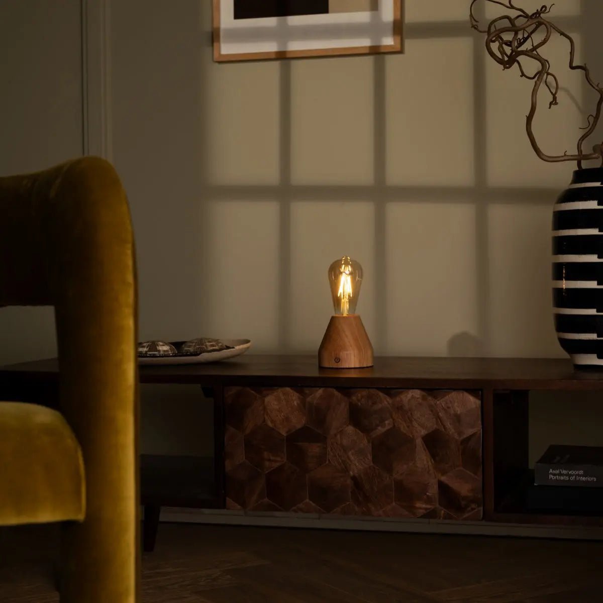 Tavellio-Amsterdam - Zavi lichtbruine oplaadbare LED-tafellamp | Dimbaar en draagbaar | Batterijduur van 80 uur