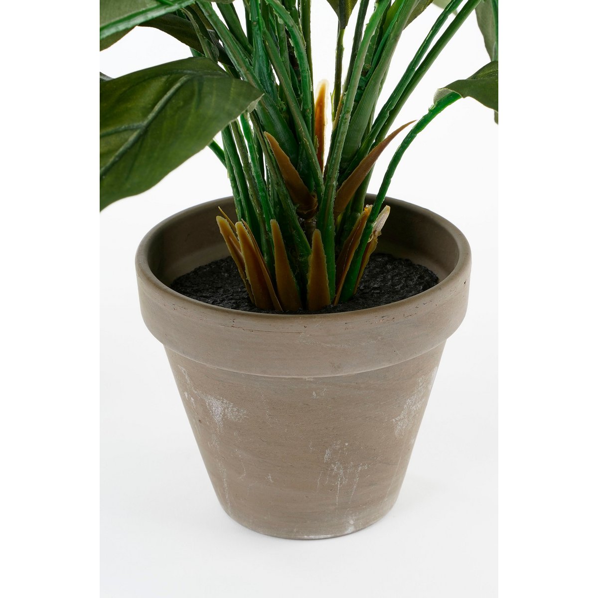 Glimmerdekorationen – Künstliche Pflanze Spathiphyllum im Blumentopf Stan – H50 x Ø40 cm – Weiß